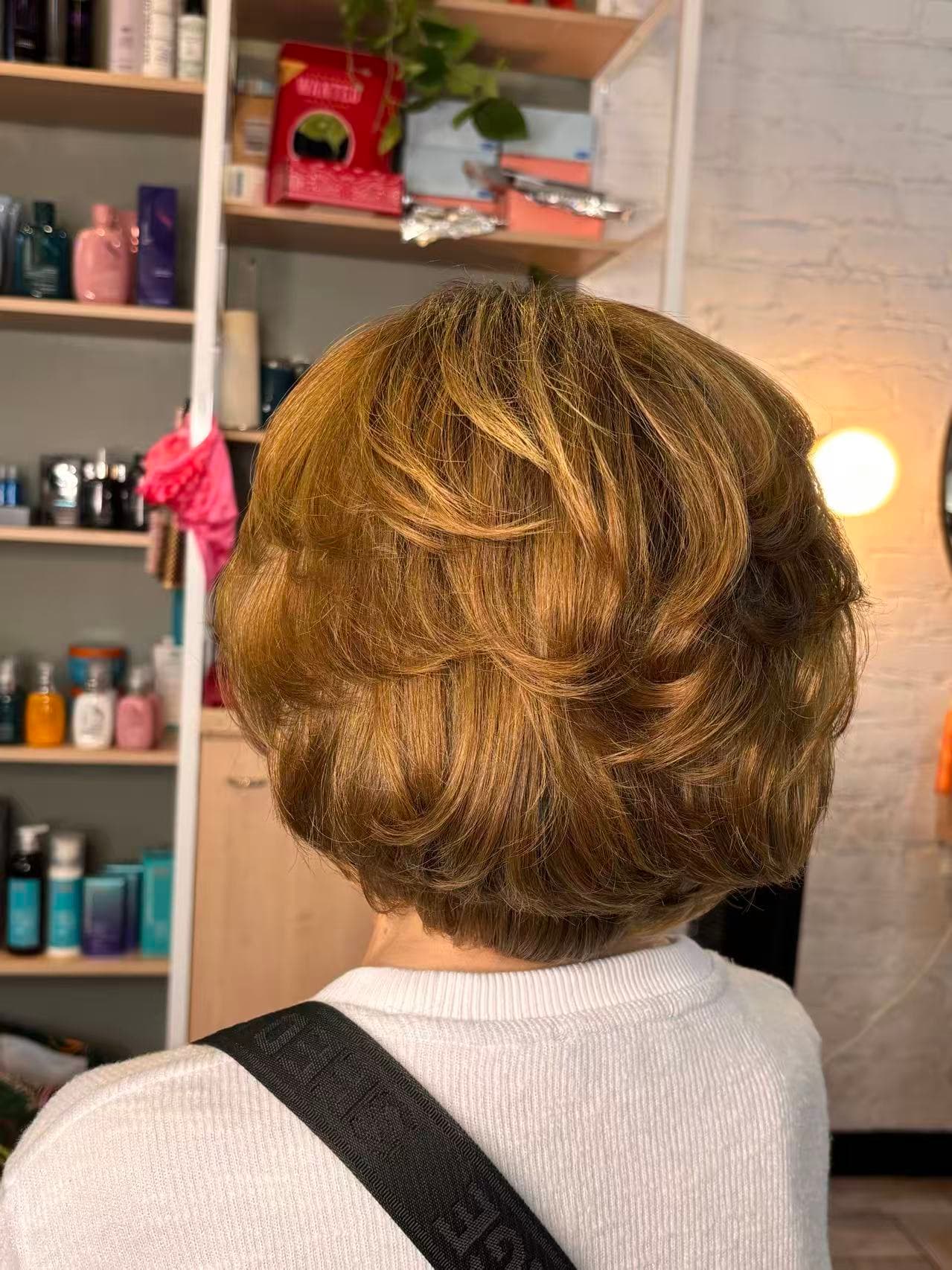 Short textured copper bob cut by Didi at Hair Talks Rouse Hill