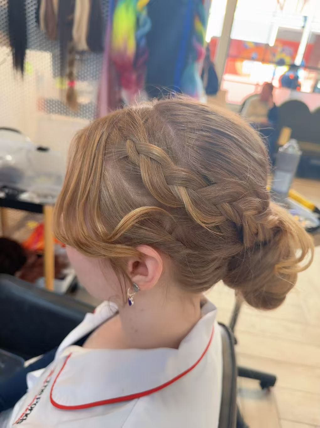 Braided halo bun updo by Sharon at Hair Talks Rouse Hill