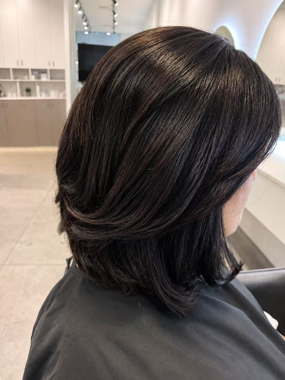 Dark layered blowout by Sharon at Hair Talks Rouse Hill