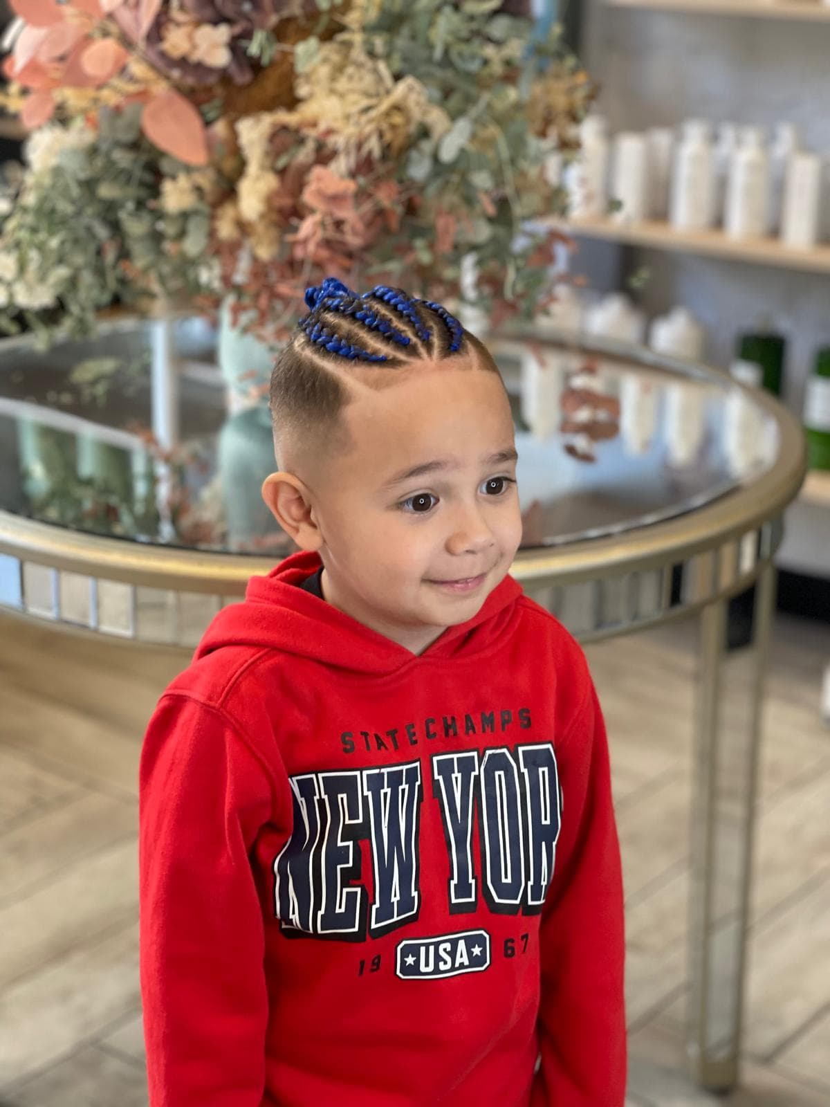 Finished blue braids with fade by Tamara at Hair Talks Rouse Hill