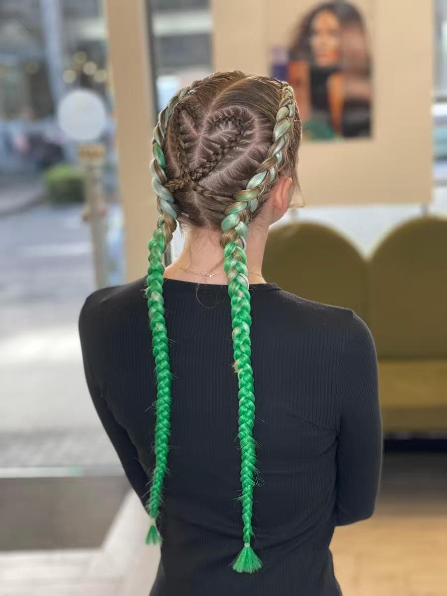 Creative green extension braid by Tamara at Hair Talks Rouse Hill